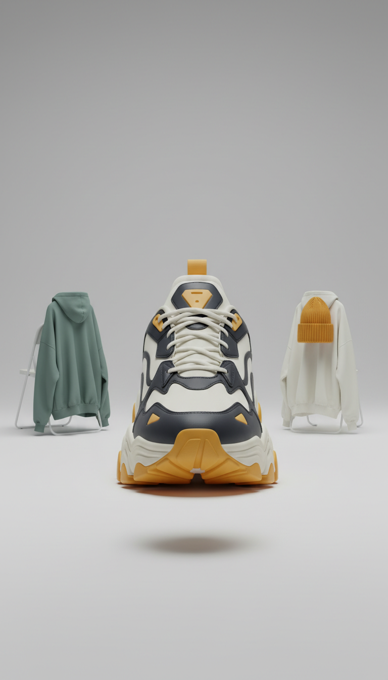 Statement Sneakers With Taxi Amber Accents