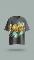 Oversized Graphic Tee With Graffiti Print